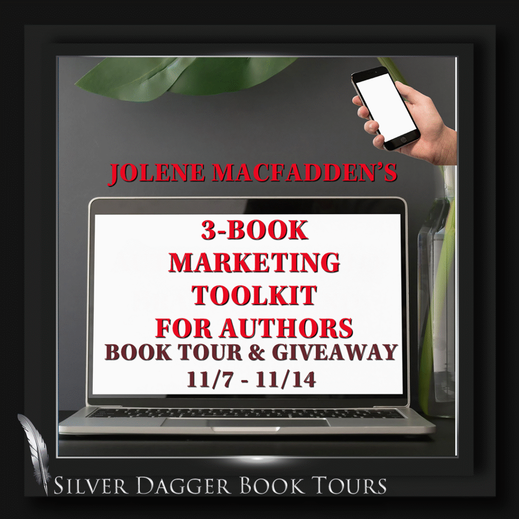 banner square - jolene macfaddens 3 book marketing toolkit for authors - book tour and giveaway
