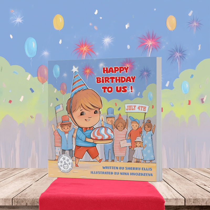 standing print book teaser for Happy Birthday To US! by Sherry Ellis